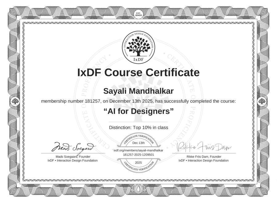 AI for Designers certificate