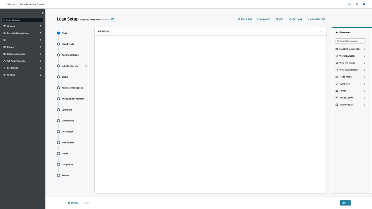 Core layout and component patterns for Loan Setup