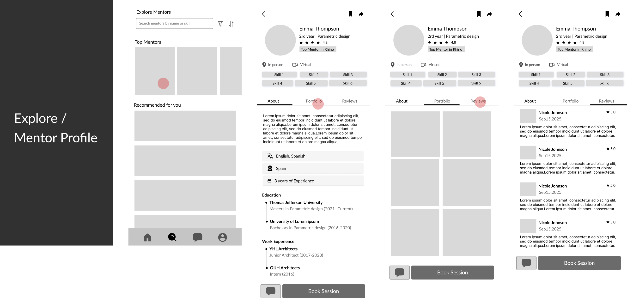 Wireframes locked the navigation model before any visual decisions
