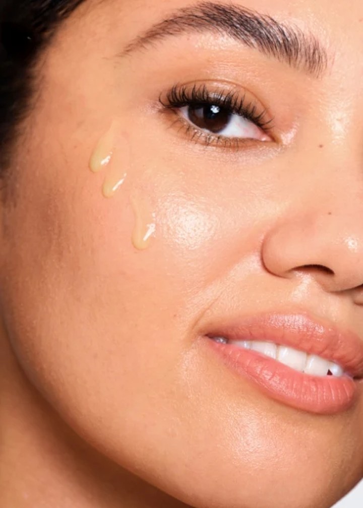 Serum applied along the cheekbone