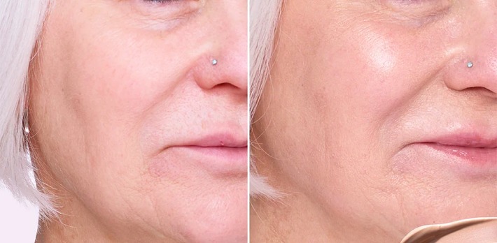 Without and with Mineral Sun Glow, Fair-Light