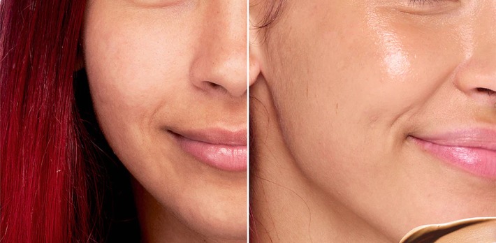 Without and with Mineral Sun Glow, Medium