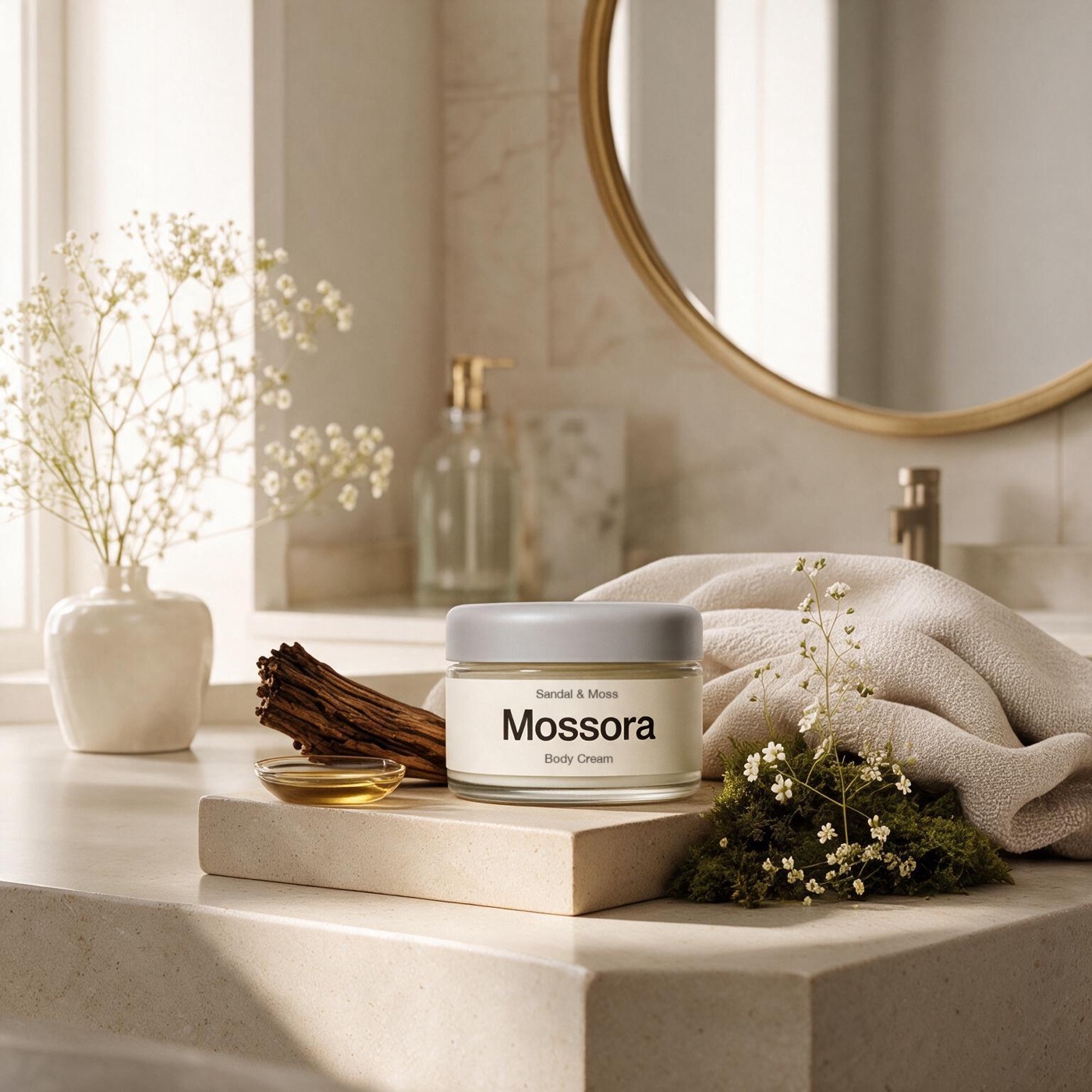 The jar on a stone vanity
